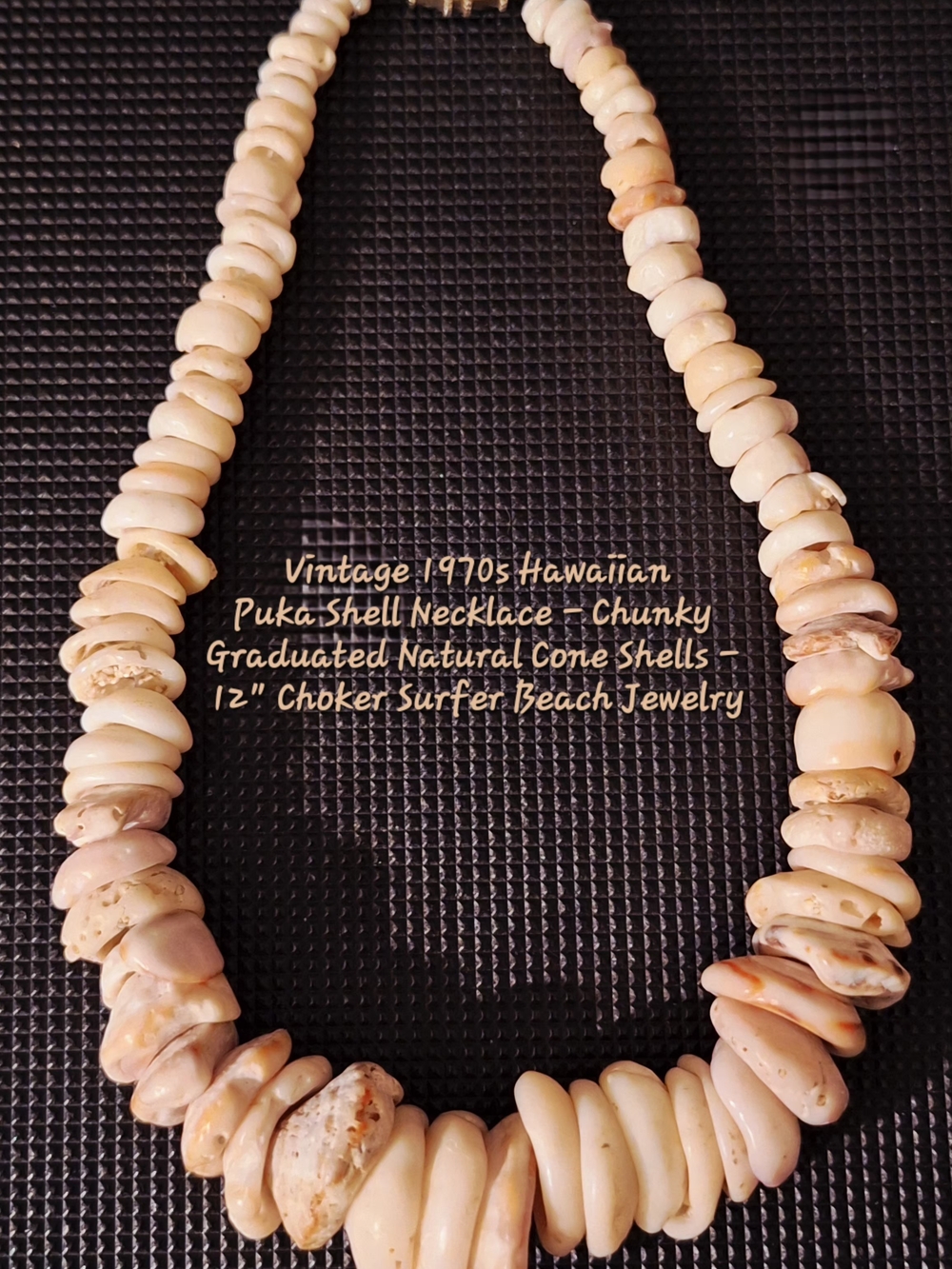 Vintage 1970s Hawaiian Puka Shell Necklace W/ Bracelet - Chunky Graduated